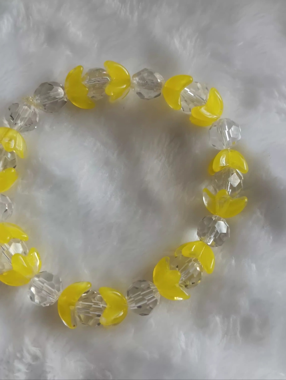 Yellow Crystal Bead 6 Inch Stretch Bracelet -teenage  Jewelry,